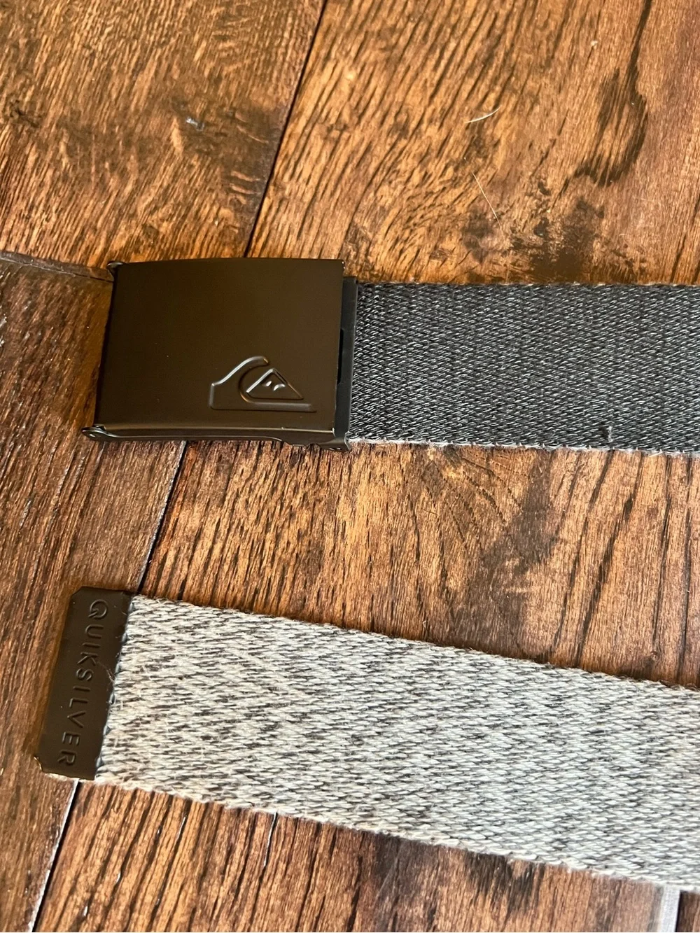 Boys Reversible Quiksilver Black Logo Buckle with Gray Webbed Belt